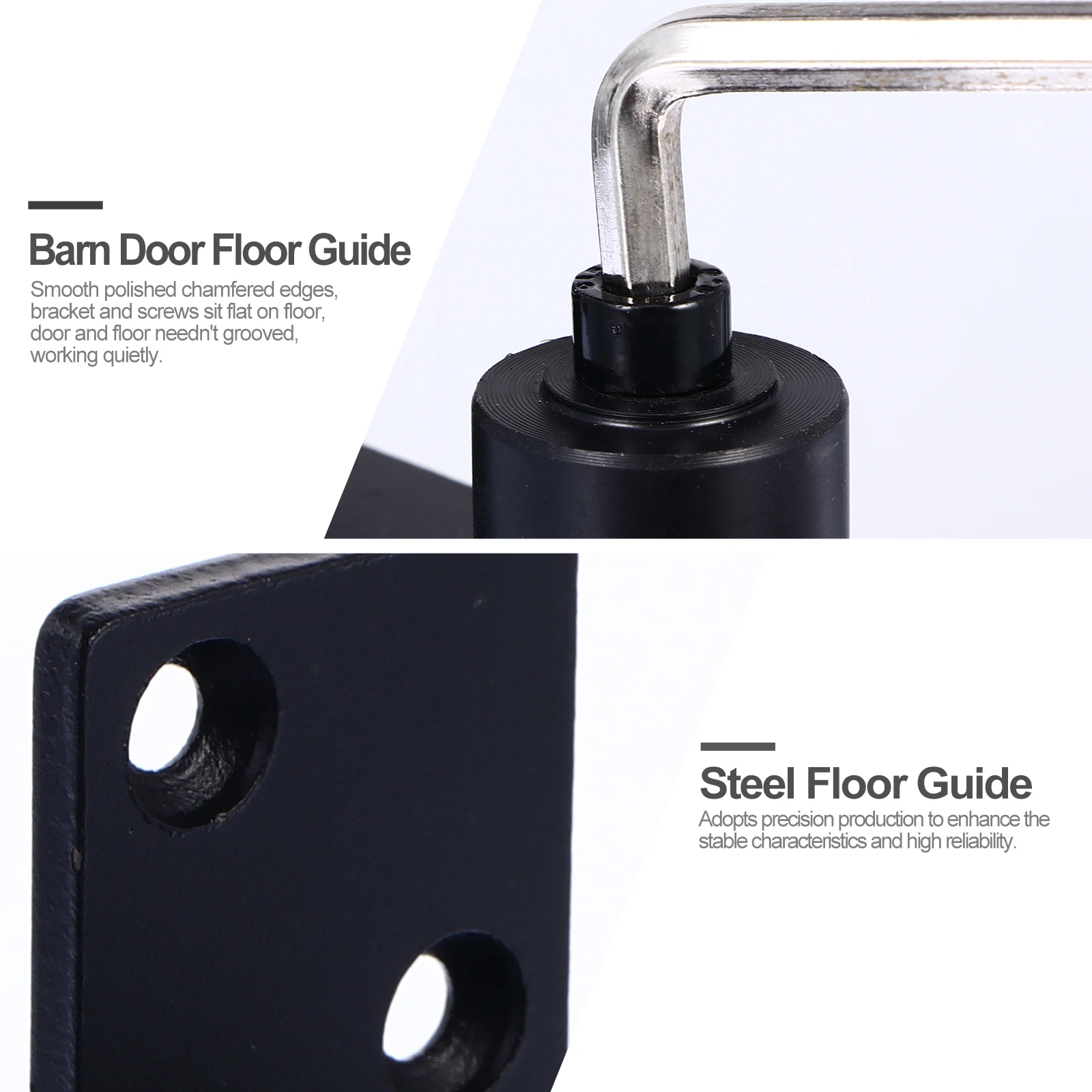 

Flush Bottom Metal Floor Guide Adjustable Barn Door Stay Roller Smooth Polished Chamfered Edges