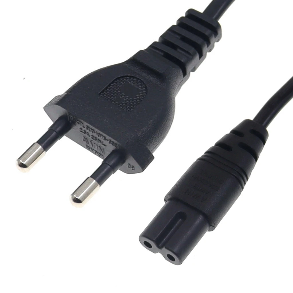 4.0mm/4.8mm Pin Prong EU to C7 C8 Extension Cable LED Light Power Cord European Figure 8 Laptop Power Cable 3Meter