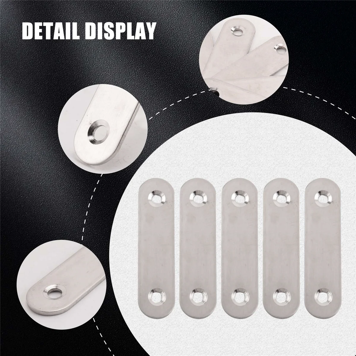 AT77 60mm x 16mm Straight Repair Joining Mending Flat Plate Bracket 5pcs