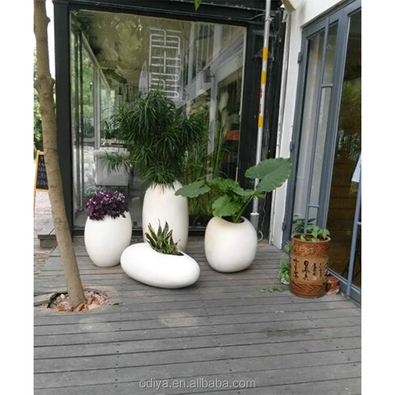 Fiberglass Flower Pot Pebble Shaped