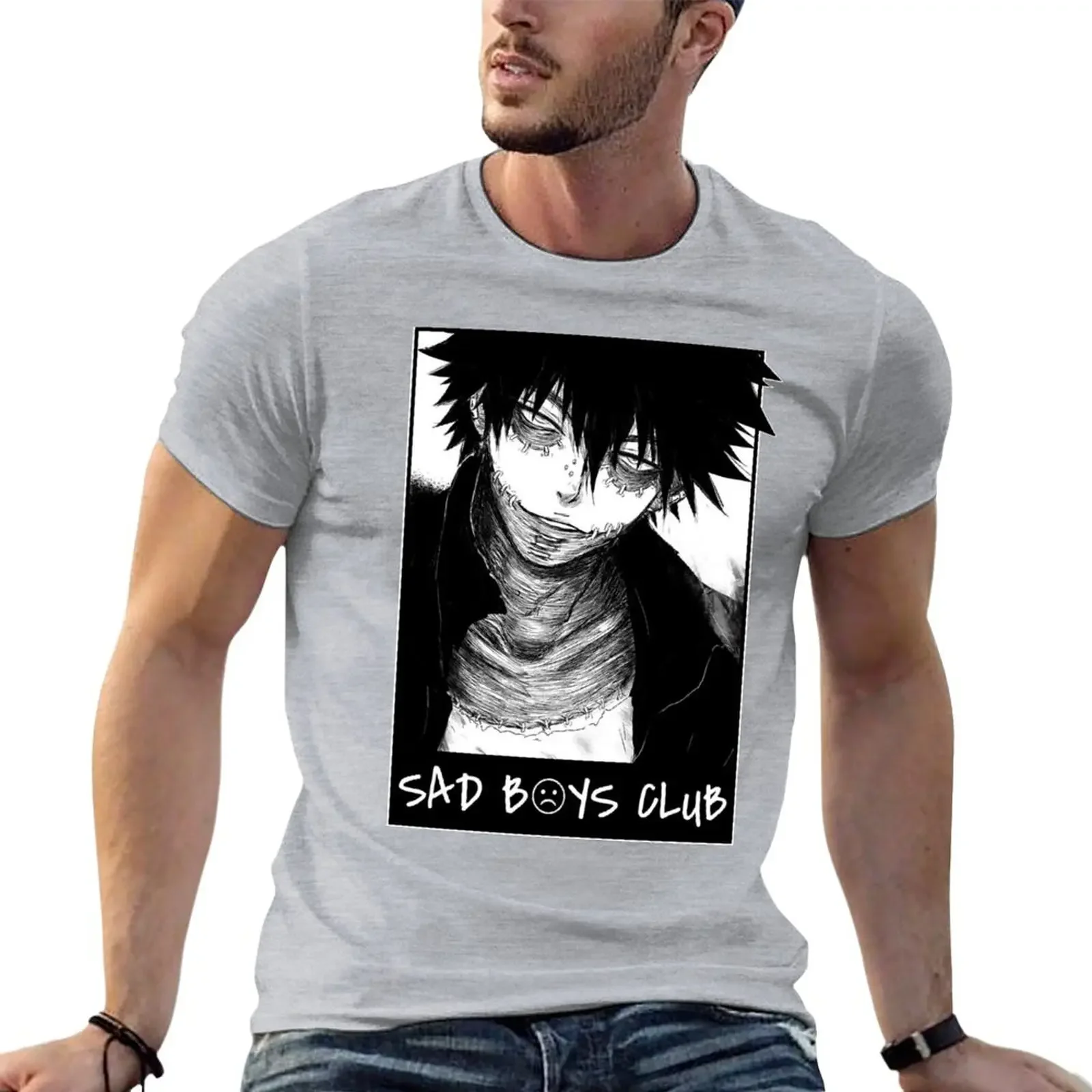 Футболка с принтом грустных мальчиков (Dabi Blueflame), винтажная аниме одежда больших размеров, Мужская футболка