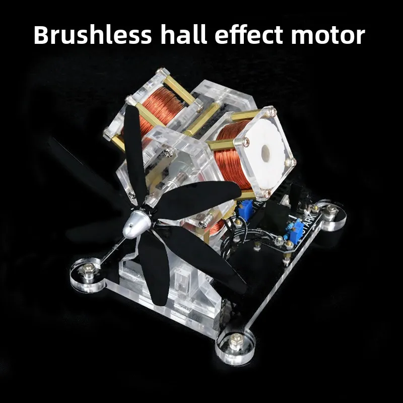Brushless Hall Motor with Fan Blade DIY Creative Ornament Physics Experiment Teaching Motor Model Science Project Kit