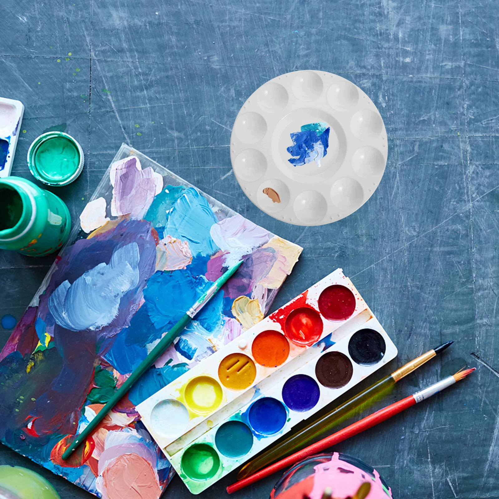 

3 Pcs Palette Sketchpad Painting Art Trays Color Mixing Home Plastic Pigment Plate Child Water Mixer Craft Tray Arts Crafts