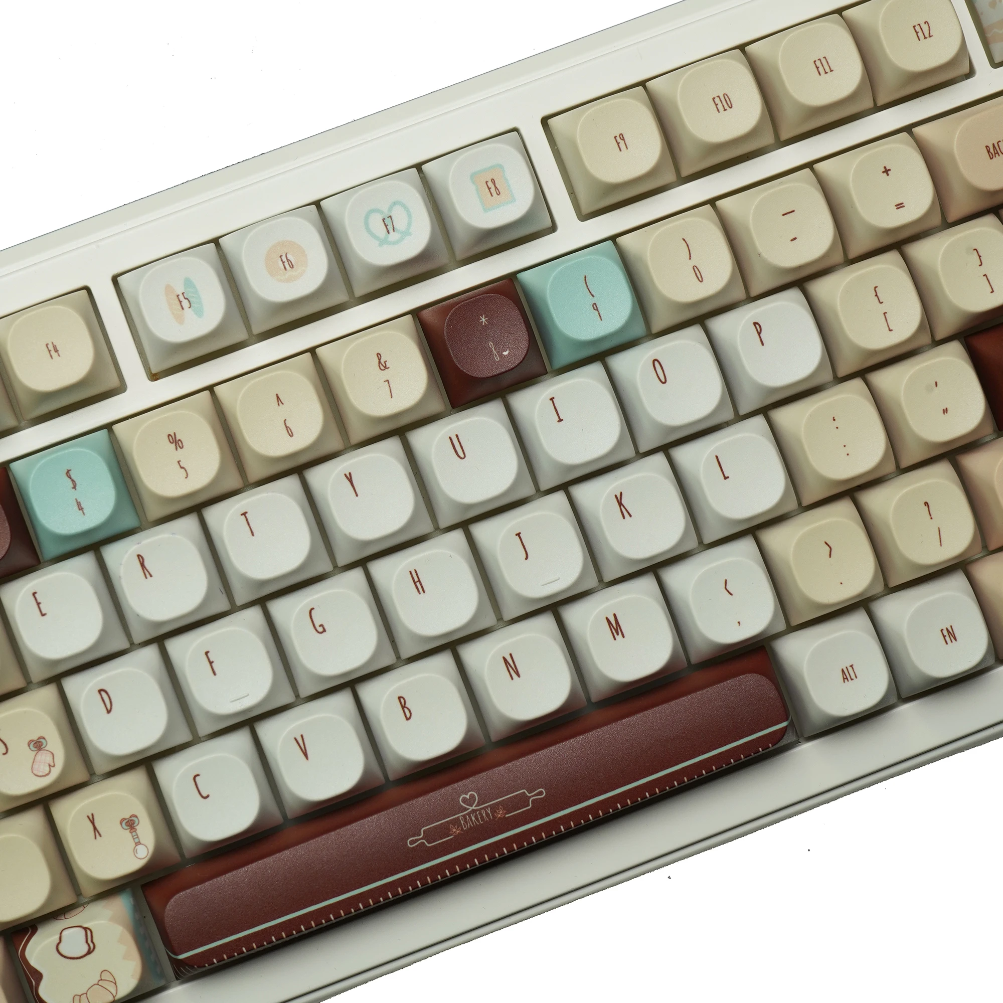 Npkc 118 teclas tema de padaria ma perfil keycaps pbt conjunto para mx switch teclado mecânico bonito tampas chave dos desenhos animados