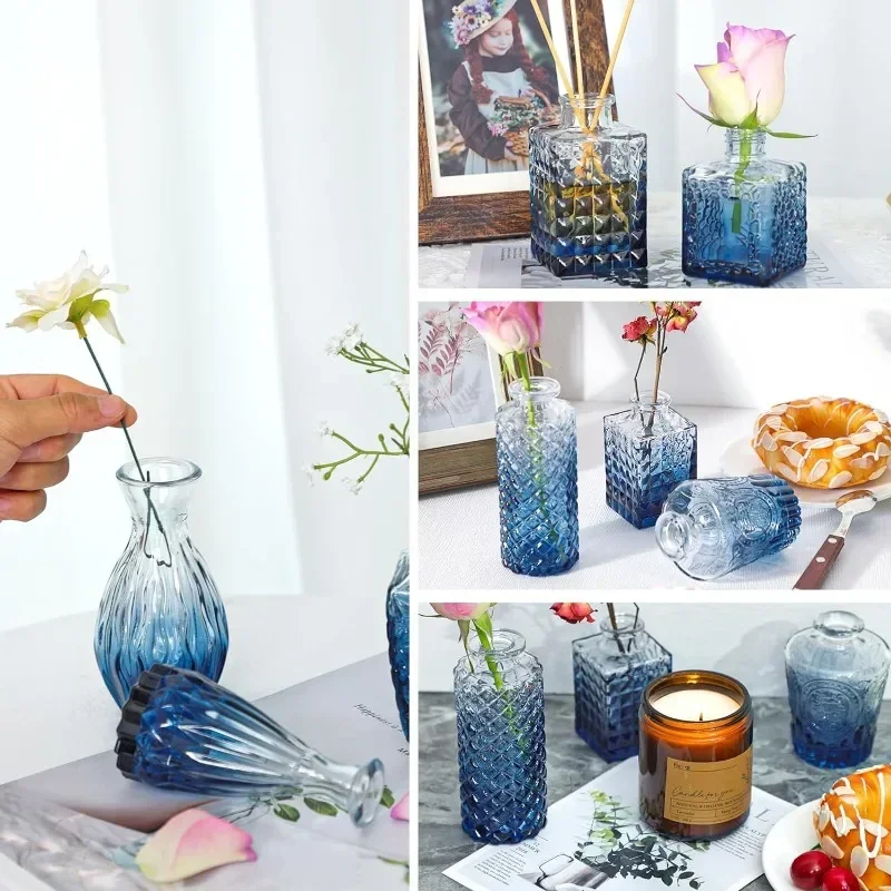 

Furniture 36 Blue Bud Vases Glass Bud Vase Set, Small Vases for Flowers, Bud for Centerpieces Mini Flower