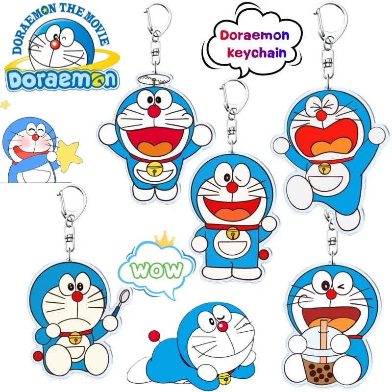 New Doraemon Keychain High-value Animation Cartoon Double-sided HD Printing Creative Student Schoolbag Car Pendant Decoration