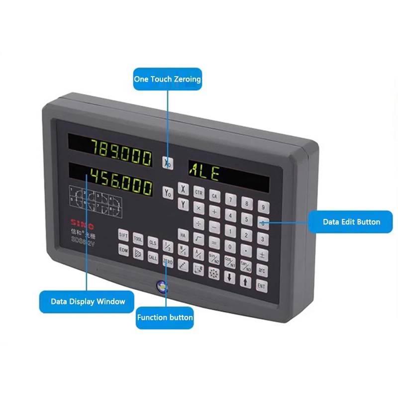 SINO DRO 2 Axis SDS6-2V Lathe Digital Readout and 5micron KA300 Linear Scale KA500 Glass Encoder Metal Casing