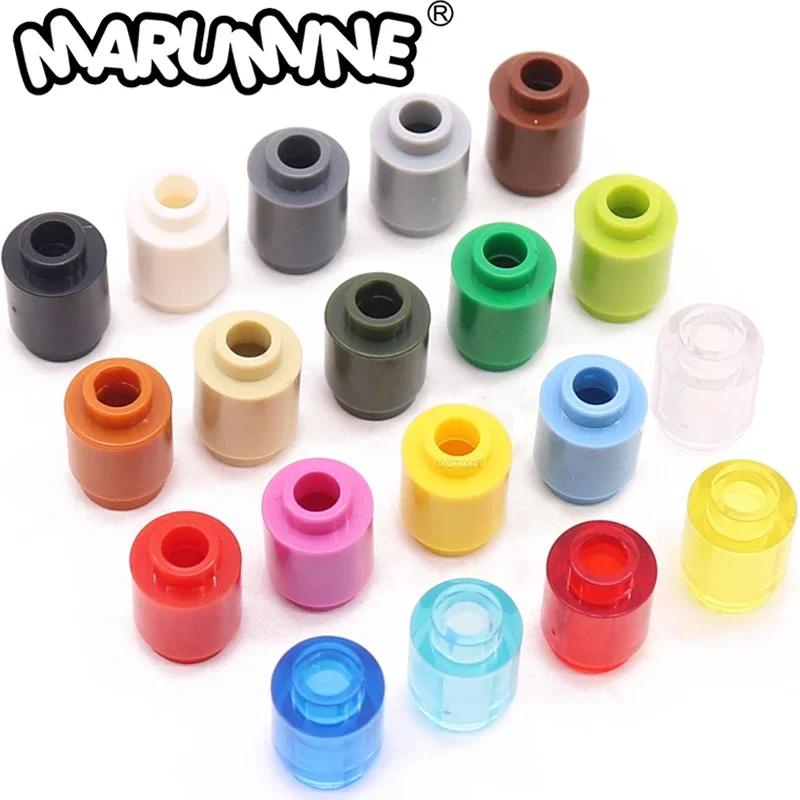 Marumine 원형 실린더 벽돌 100PCS 기술 전환 캐치 부품, 3062 30068 조립 입자 빌딩 블록 장난감, 1x1