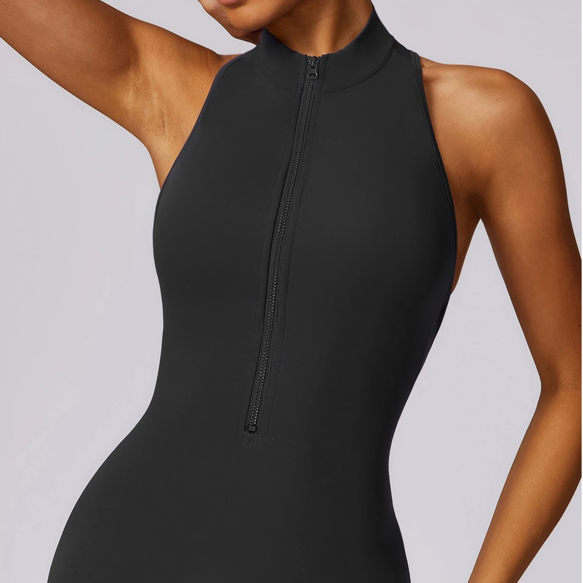 

VEQKING комбинезон для йоги без рукавов для женщин, спортивные леггинсы на молнии спереди, спортивный костюм для поднятия бедер, тренажерный зал, фитнес-комбинезон, боди для тренировок