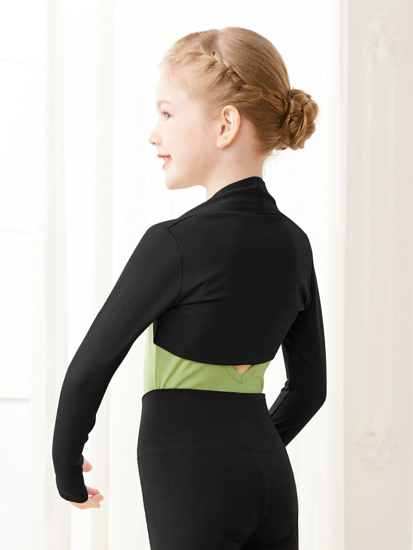 Ballet élégant à manches longues pour filles, châle de danse, entraînement d\'athlétisme, manteau rond, chemise pour enfants, olympiques de danse