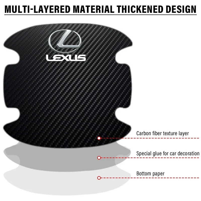 4 قطعة مقبض باب السيارة حماية ملصق شعار تصفيف السيارة لكزس CT200H ES350 GX460 470 IS250 LS460 NX300 RX300 350 450H