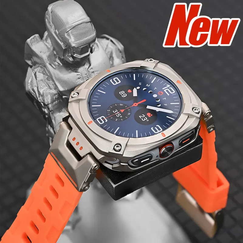 

Rubber Strap+Metal Case for Samsung Galaxy Watch Ultra 47mm Luxury Sport Band for Galaxy Ultra 2025/2024 No Gaps Bracelet Strap