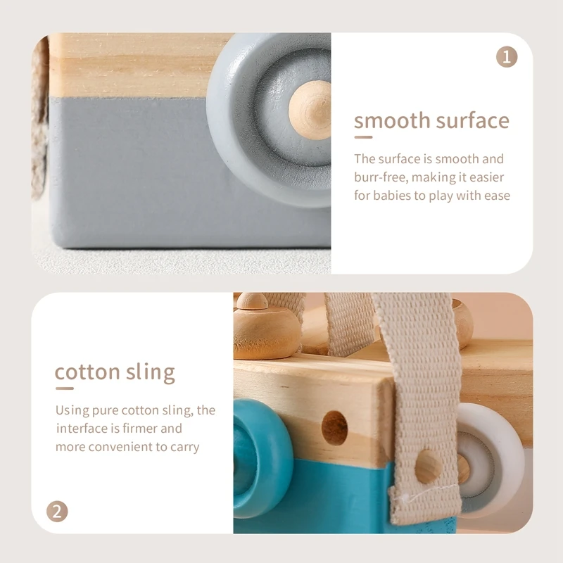 Let\'s Make 1pc Wooden Baby Toys Fashion Camera Pendant Montessori Toys For Children Wooden DIY Presents Nursing Gift Baby Block