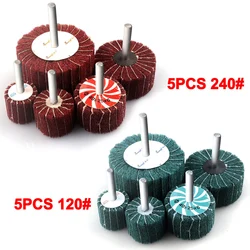 5pcs Non-woven Flap Sanding Wheel 120#/240# Scouring Pad Grinding Sandin 6mm Shank Polishing Grinding head For Metal Cleaning