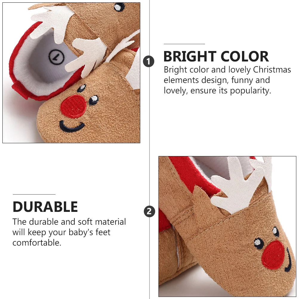 1 زوج أحذية الشتاء الطفل القطن لينة الدافئة عيد الميلاد نمط خفيفة الوزن عدم الانزلاق وحيد Prewalkers الصغار أحذية قطنية للأطفال