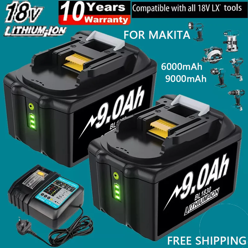 For Makita 18V Battery BL1830 18650 Lithium Battery 6A/9A Rechargeable Battery Compatible With BL1830 BL1860 BL1890 Tool Battery