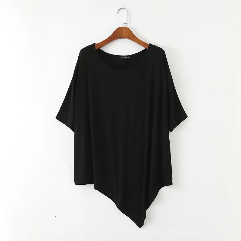 Irregular Batwing sleeves Summer Modal O-Neck Tshirt Loose casual Tshirts plus size Base tee tops