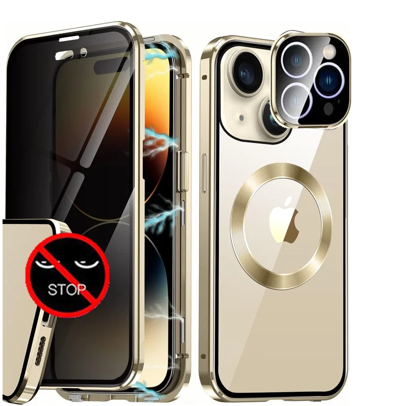 حافظة خصوصية لهاتف آيفون 16e 15 14 13 Pro Max مناسبة لواقي الشاشة المعدني Magsafe مع حافظة حماية عدسة الكاميرا #1