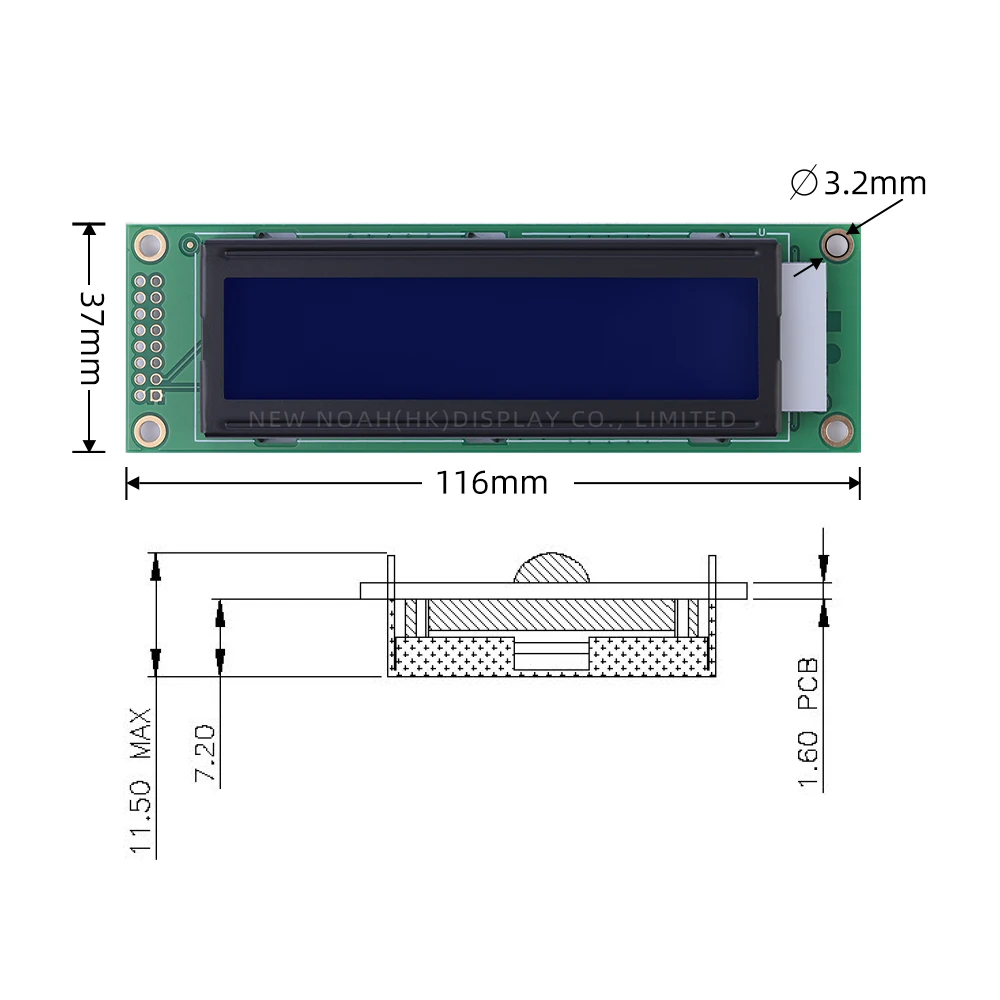 European Blue Film White Letters 2002A High Brightness Screen 2*20 2X20 ST7066U Audio Amplifier Display Screen Factory Outlet