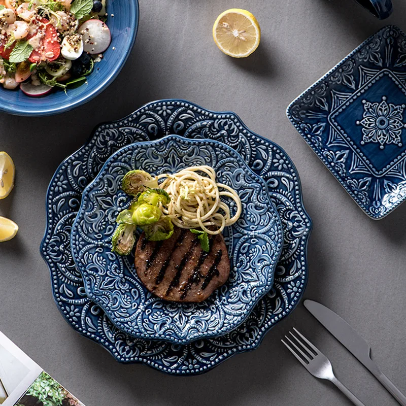 European Style Plates Creative Steak Plates Ceramic Plates Light Luxury High-end Tableware