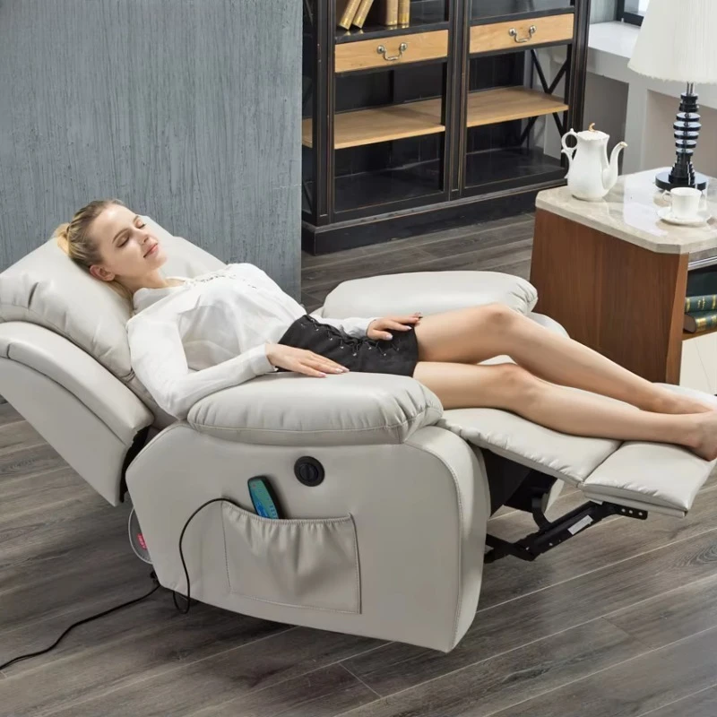 Custom material ecological leather recliner with 8-point massage electric recliner sofa