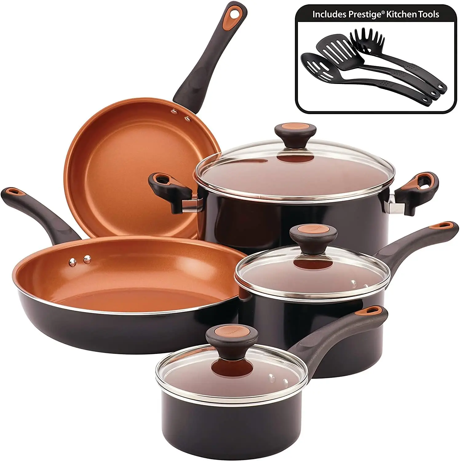 

11-Piece Nonstick Cookware Set, Dishwasher Safe, Black Pots and Pans for Easy Cooking