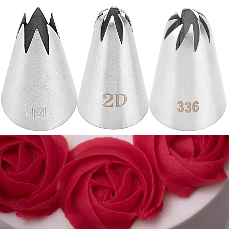 BCMJHWT 1/2/3pcs Rose Pastry Nozzles Cake Decorating Tools Flower Icing Piping Nozzle Cream Cupcake Tips Baking Accessories