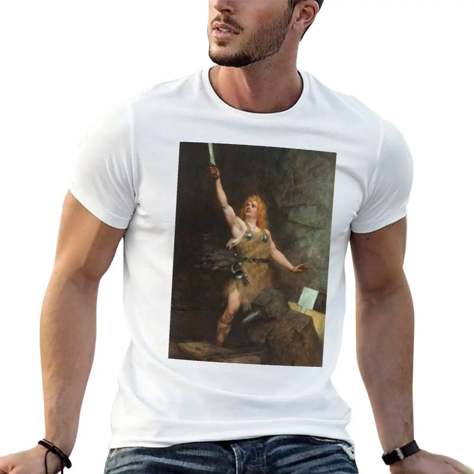 Siegfried in the Forge - Ferdinand Leeke تي شيرت رجل تي شيرت الصيف أنيمي تي شيرت كبير الحجم الرجال تي شيرت القطن 100% تي شيرت