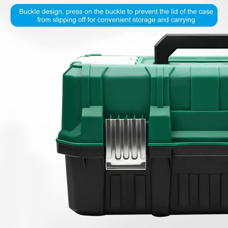 Heavy Duty Tool Organizers Storage Case With Lockable Lids, Ergonomic Comfortable Grip Handle, And Layered Compartments