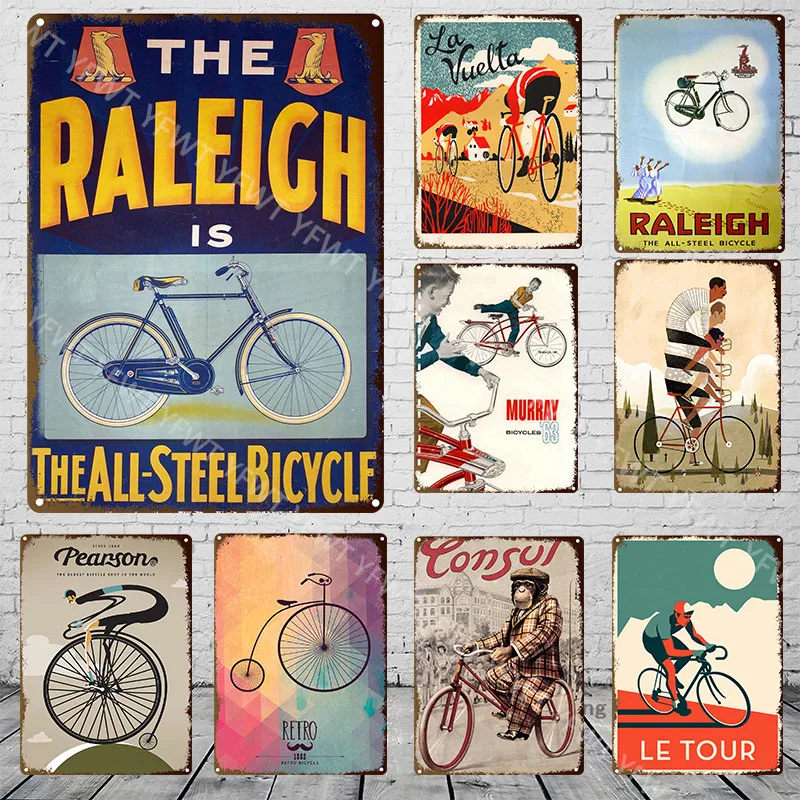 Ride Bicycle Metal Signs Riding Bike Retro Poster Vintage Bar Pub Club Home Decor Shabby Chic Wall Art Painting Plaque