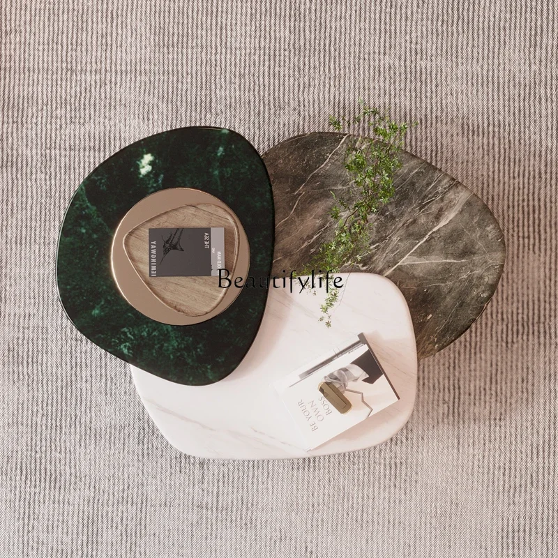 โต๊ะกาแฟหินอ่อนธรรมชาติ FG28 สไตล์อิตาเลียนมินิมอล หรูหรา ระดับไฮเอนด์ รูปทรงพิเศษ