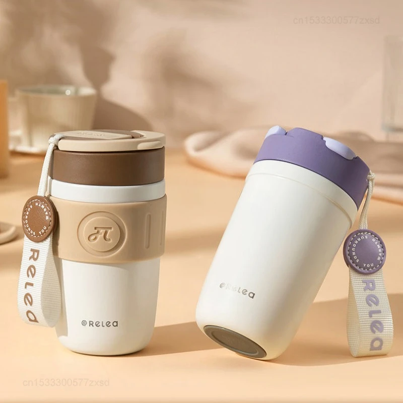 Xiaomi Relea Stainless Steel Coffee Cup 400ML Thermos Mug Leak-Proof Thermo Vacuum Flask Insulated Cup Water Bottle For Office