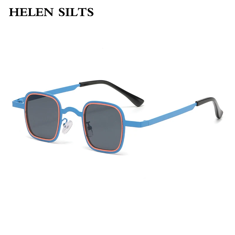 

Vintage Square Luxury Brand Designer Two-Tone Small Frame Sunglasses Women Trendy Clear Sun Glasses Punk Hip Hop Shades UV400