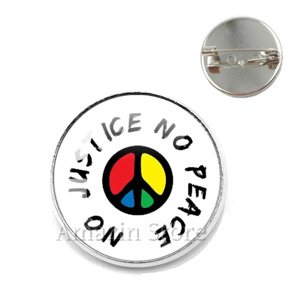 20mm/25mm No Justice No Peace Slogan Badges Creative Button Pins Brooches Badges For Clothes Backpacks Nice Gifts JD033