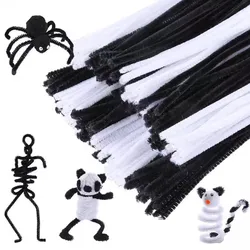 200 Pieces Pipe Cleaners Chenille Stem, Black White Color Pipe Cleaners Set for Pipe Cleaners DIY Arts Crafts Decorations