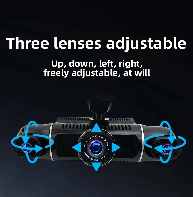 Popular 4 lens Dash Cam with 3 Lens Full 1080P Car Recorder 3 inch Screen Car Camera Black Box WIFI App Control Car DVR