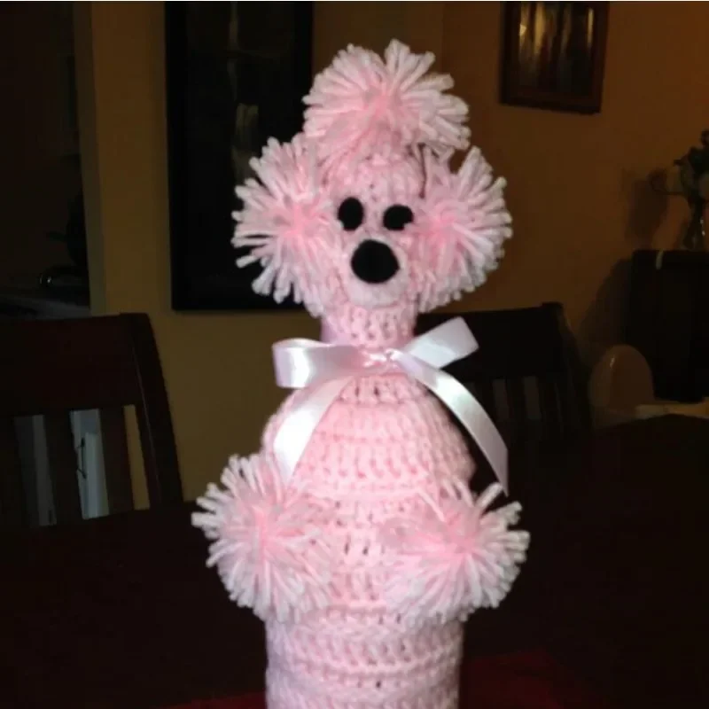 DIY Ręcznie tkany zestaw kubków dla psa z kreskówek Dekoracja butelki czerwonego wina Zestaw antypoślizgowy Wakacyjne dekoracyjne ozdoby na biurko