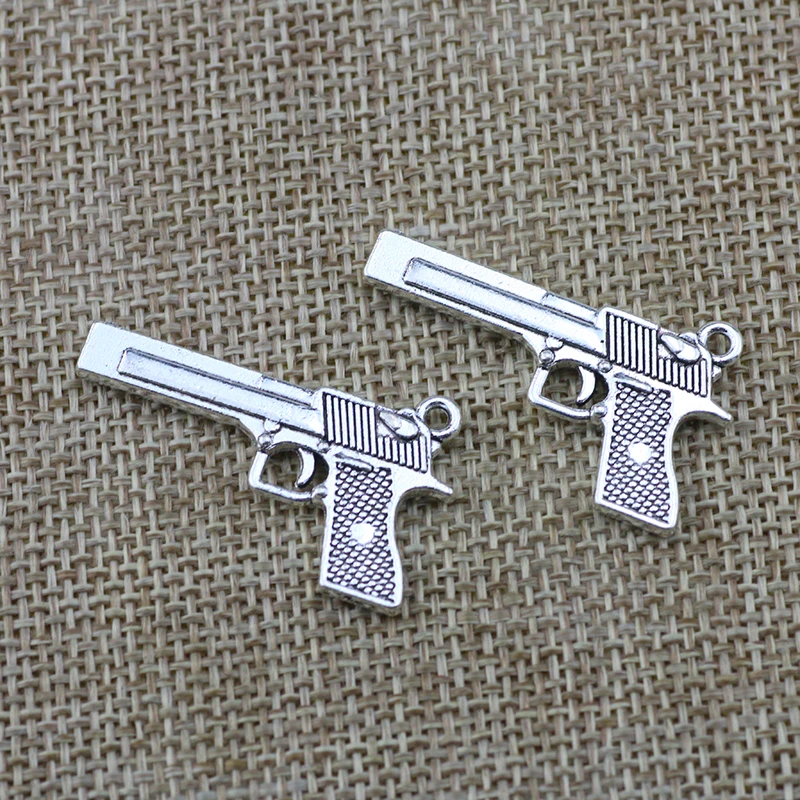 

4pcs/Lot 20x35mm Gun Pistol Alloy Charms Antique Silver Color Pendants for DIY Jewelry Making Charm