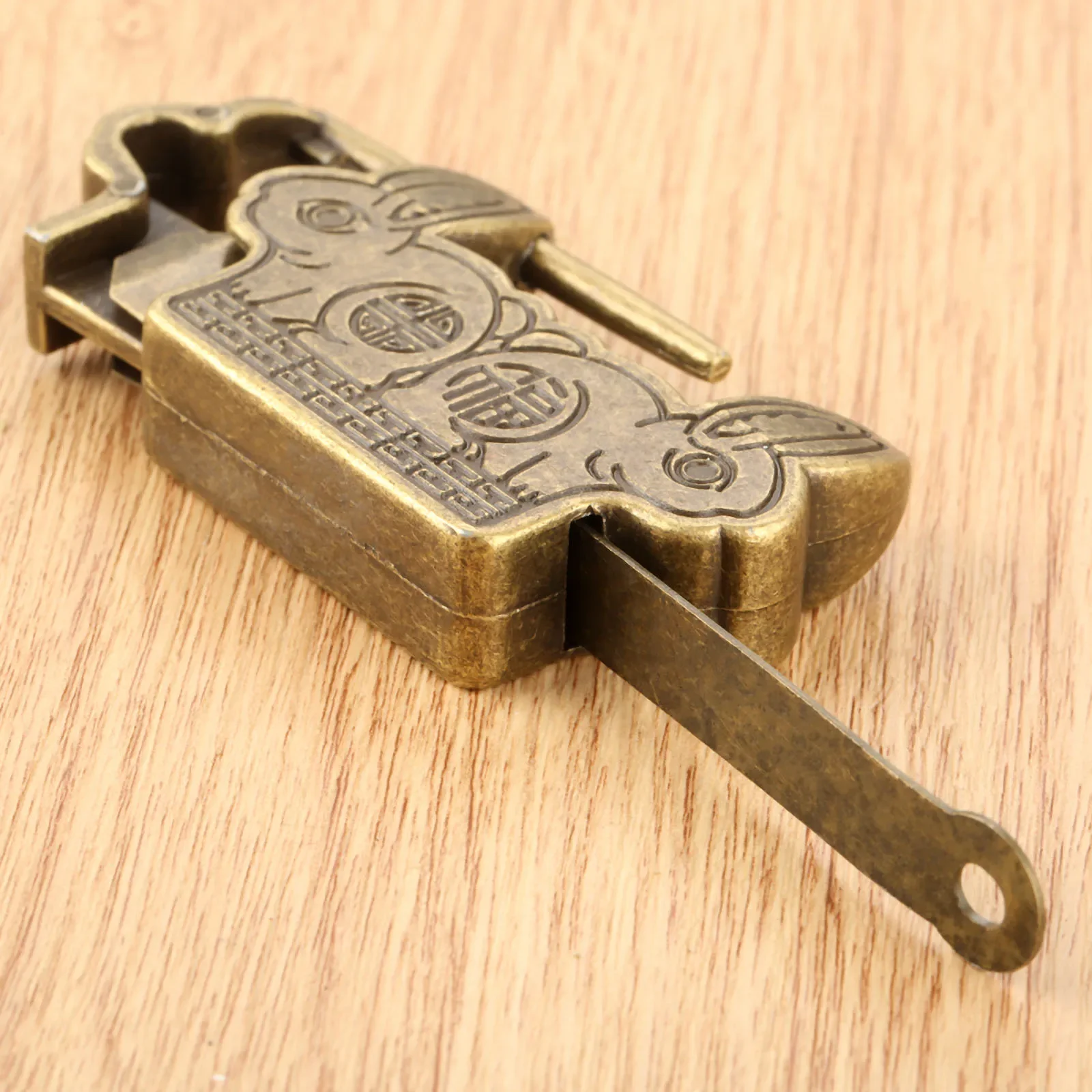 Chinese Vintage Antique style Lock Zinc Alloy Bronze padlock Jewelry Box Keyed Padlock Wooden Suitcase Drawer 60*38*13mm