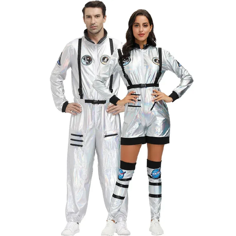 

Adults Astronaut Costumes Silver Spaceman Cosplay Costumes For Women Men Halloween Space Suits Dress up Carnival Astronaut Suits