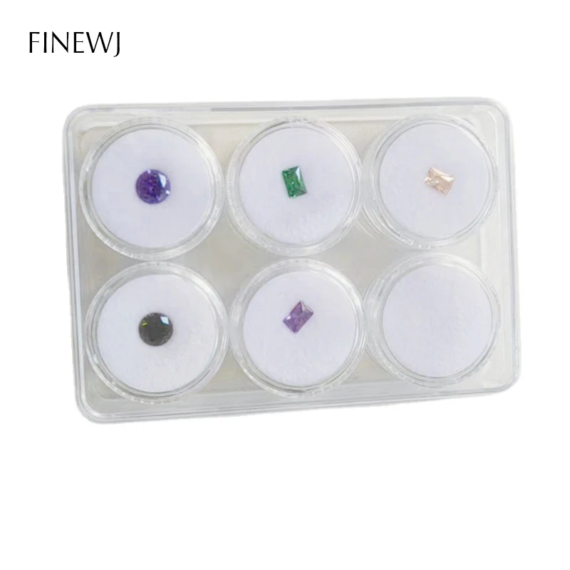 Transparent Round Gemstone Display Collection Storage Box Jewelry Gems Loose Diamond Container Jar Organizer Tray Case with Lid