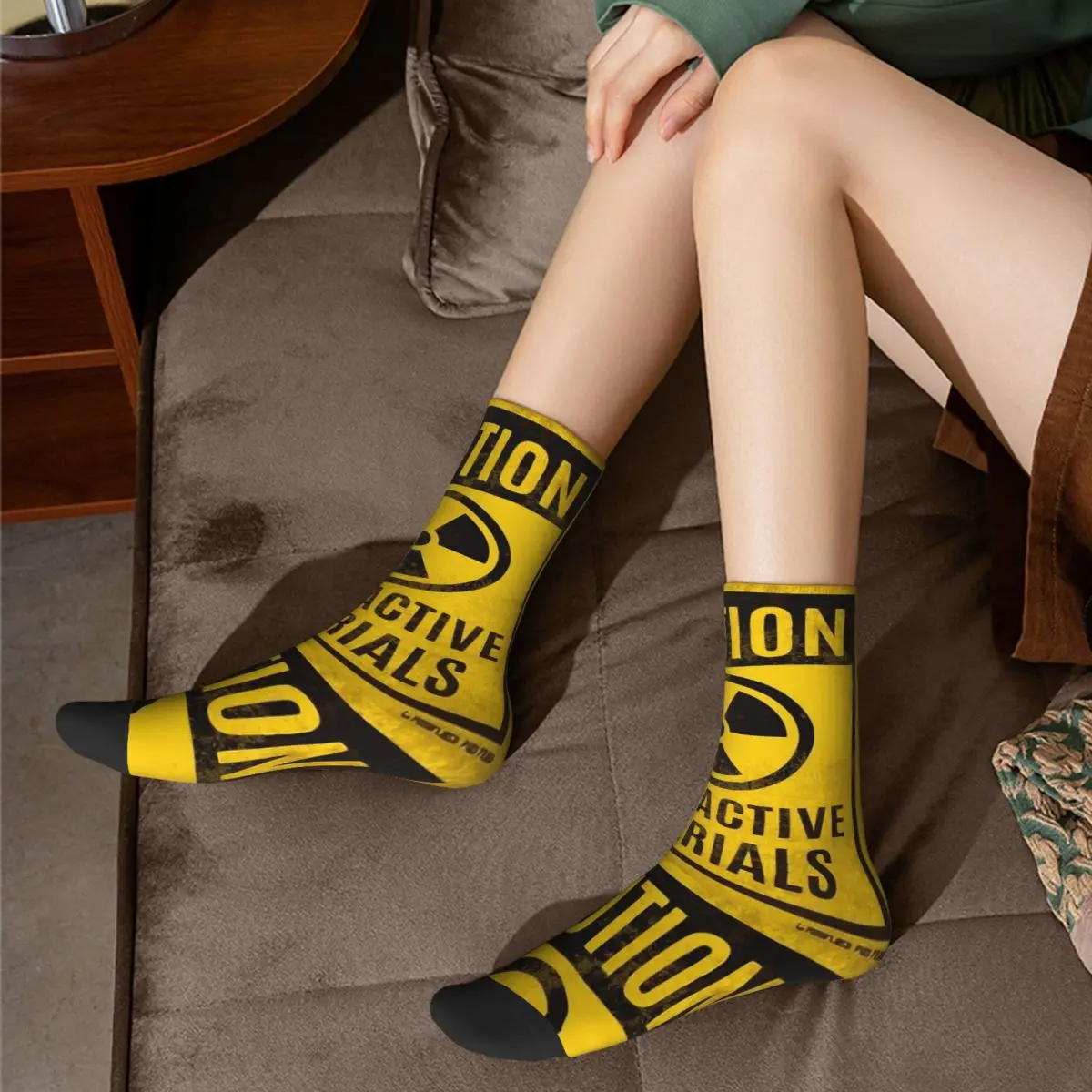 Funny Men\'s Women\'s Radioactive Materials Dress Socks Retro Logo Merchandise Warm Socks Soft Birthday Present