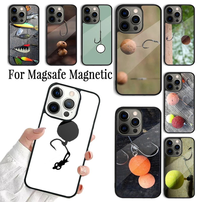 

Phone Case For iPhone 16 15 14 13 12 Mini 11 Pro Max Plus Magsafe Magnetic Wireless Charging Cover Carp Fishing Boilie Rig Hook