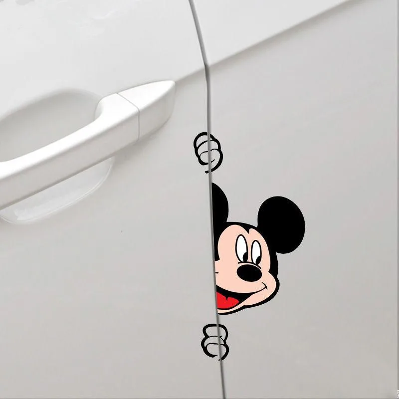 Disney Peeking Mickey Mouse Auto Aufkleber wasserdicht Auto Anime Aufkleber Auto Zubehör Anime Aufkleber für Geländewagen Fahrzeug Motorrad