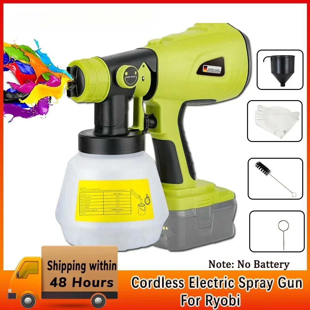 Cordless Electric Spray Gun with 3 Spray Patterns For Ryobi 18V Battery Handheld 800ML High Power Electric Paint Sprayer