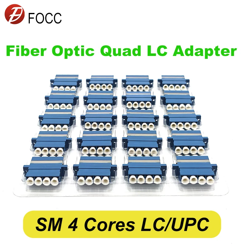 FOCC LC UPC Quad Fiber Optic Adapter Flange Fiber Optical Coupler Single Mode SM Fiber Optic Connector Low Insertion Loss FTTH