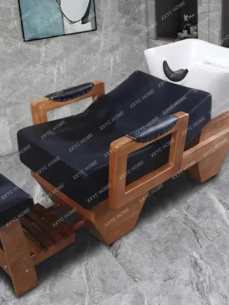 Nourishing Hair Integrated Shampoo Chair Cephalotherapy Fumigation Solid Wood Pottery Shampoo Chair Massageador Furniture QF50SC