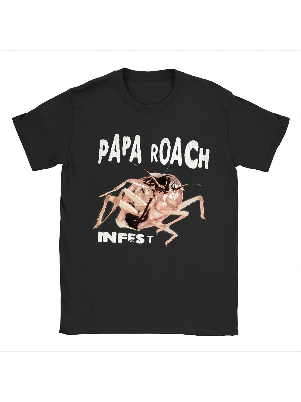 Papa Roach Infest 90s Rock Music Printed T-shirt - Black Round Neck Spider Pattern T-shirt, Adult Casual Outdoor Clothing