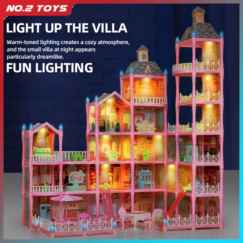 

Miniature House Kit DIY Villa Model Building Simulated Furniture Rooms Girls Princess Castle Doll House Kids Toy Christmas Gifts