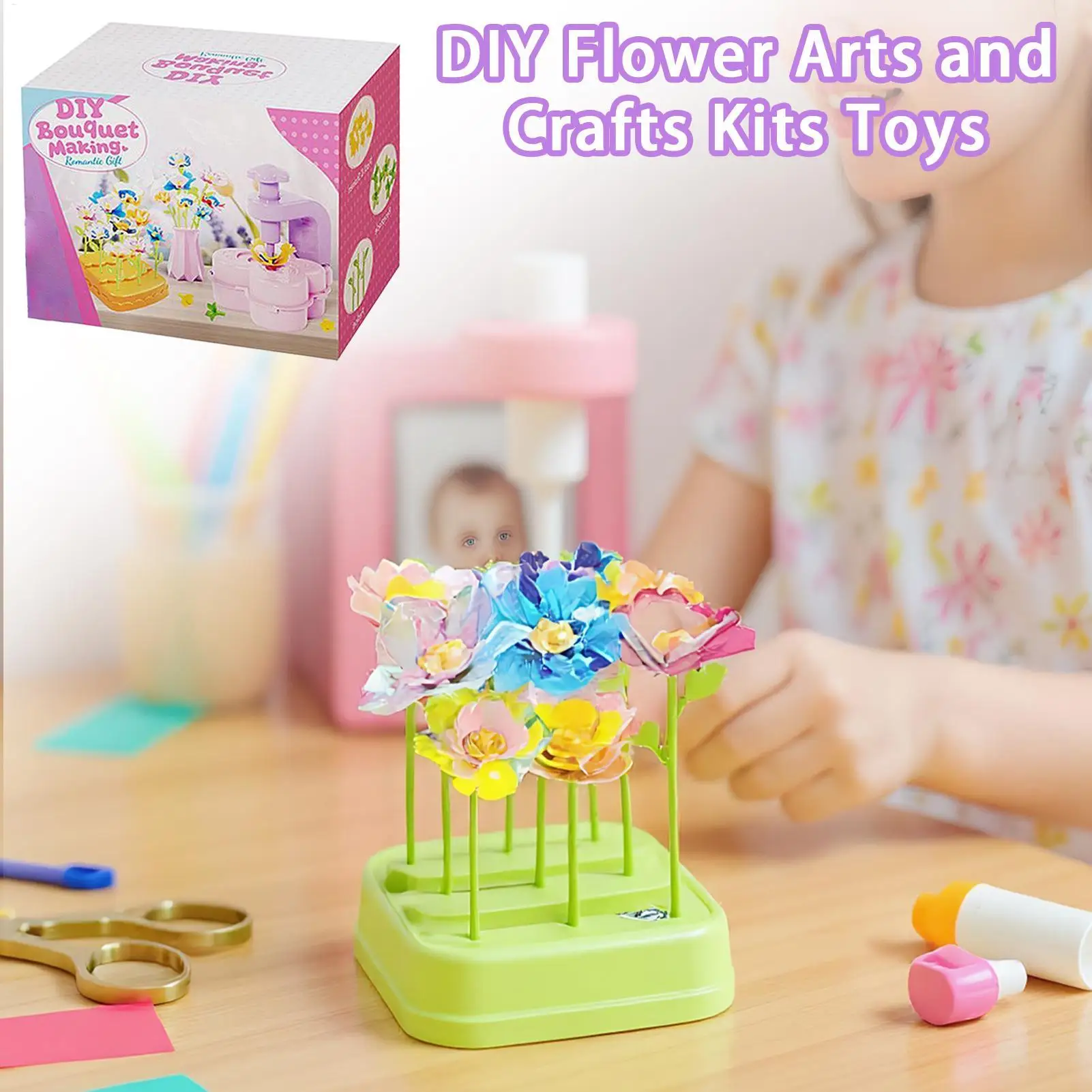 Fabric Flower Bouquet Toy Kit Girls Fabric Flower Craft Toy Beginners Over 3 Years Old Floral Bouquet Making Game For Home
